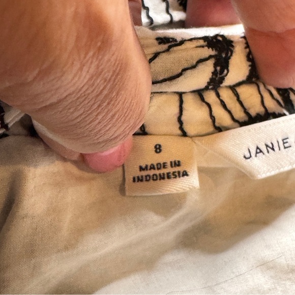 Janie & Jack Girls Sz 8 Black & White Embroidered Leaf Sleeveless Lined Dress - Picture 5 of 11